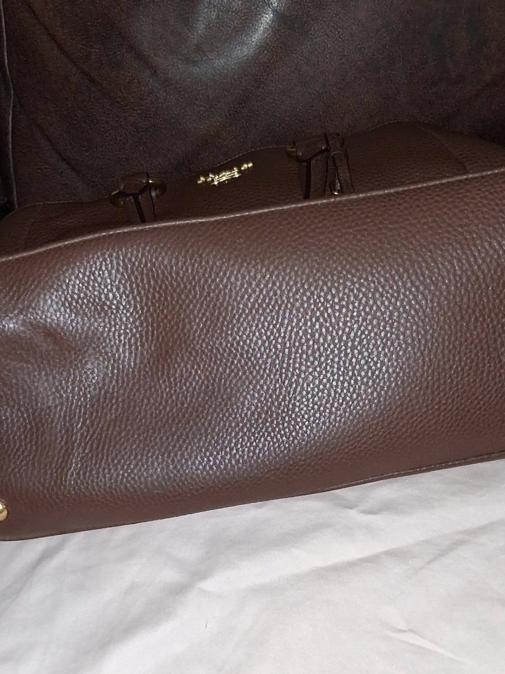 Prada Brown Pebbled Leather Top-Handle Crossbody Bag with Gold Hardware - Picture 14 of 16
